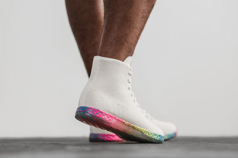 White Nobull High-Top Neon Glitch Men's Trainers | CA I1498L